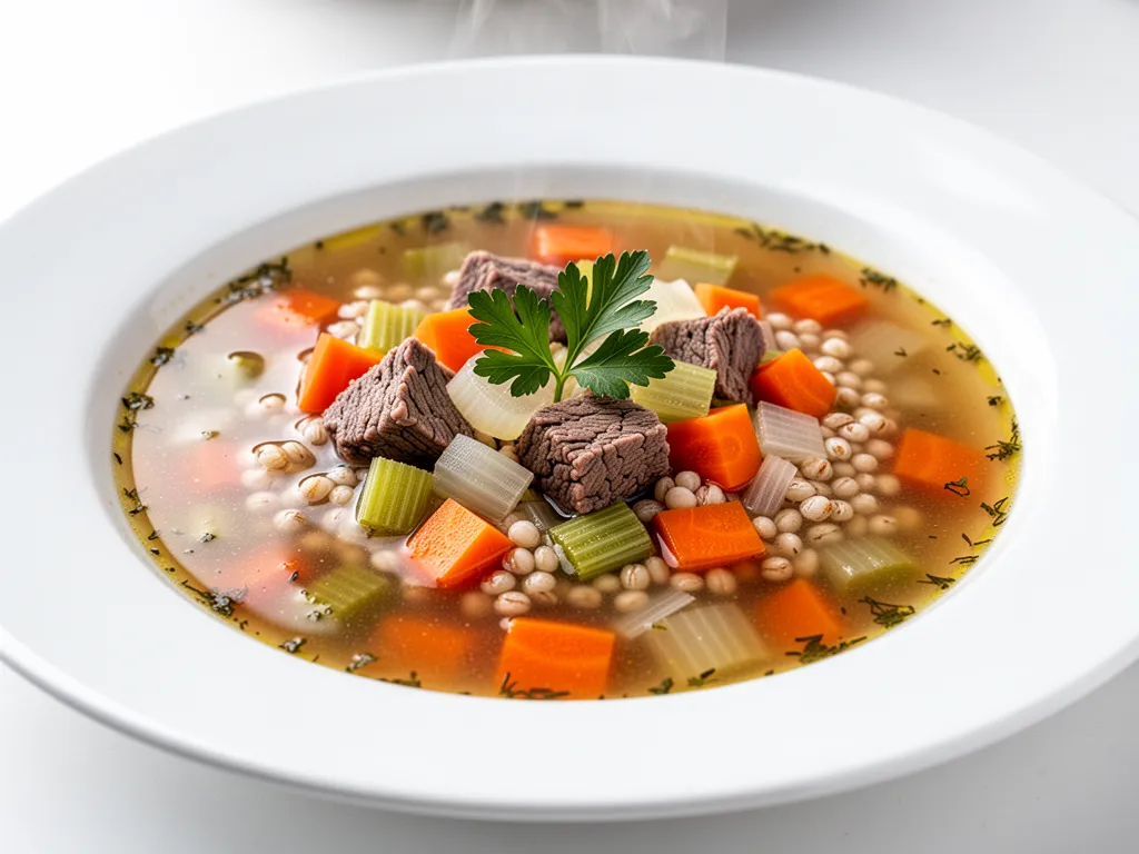 Classic Beef and Vegetable Barley Soup: Easy, Best Family Recipe 4 beef and vegetable barley soup preparation steps