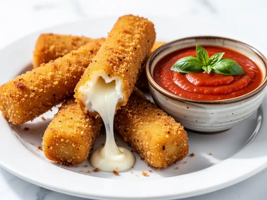 crispy baked mozzarella sticks - featured image