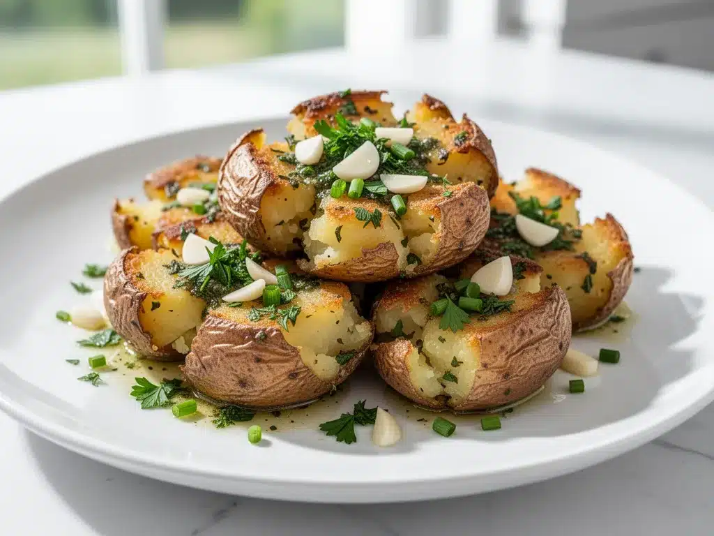 Crispy Smashed Potatoes: 10 Min Garlic Herb Butter Recipe 4 crispy smashed potatoes preparation steps