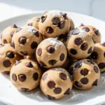 high-protein peanut butter chocolate chip cookie dough balls no-bake - featured image