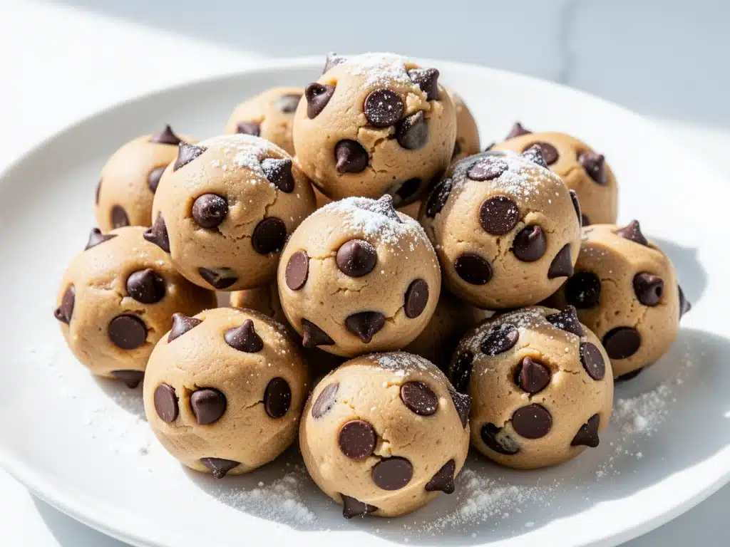 high-protein peanut butter chocolate chip cookie dough balls no-bake - featured image