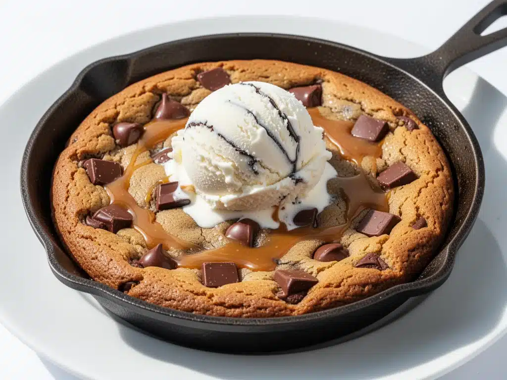 salted caramel chocolate chip cookie skillet - featured image