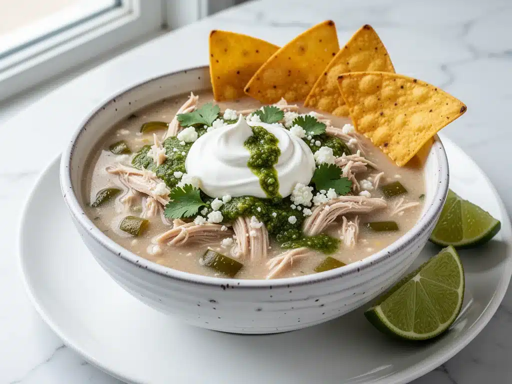 slow cooker white chicken chili - featured image