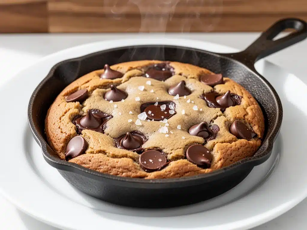 small batch chocolate chip skillet cookie with sea salt - featured image