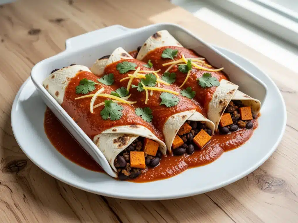 Vegan Black Bean and Sweet Potato Enchiladas: 5 Easy Plant-Based Dinner Ideas 4 vegan black bean and sweet potato enchiladas preparation steps
