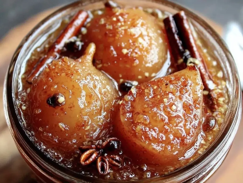 canned spiced honey pears - featured image