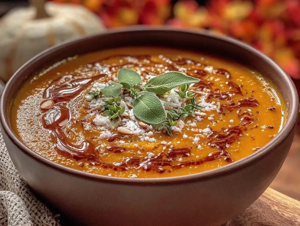 creamy butternut squash soup with sage - featured image