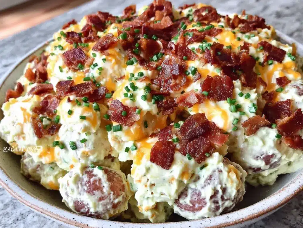 creamy loaded baked potato salad - featured image