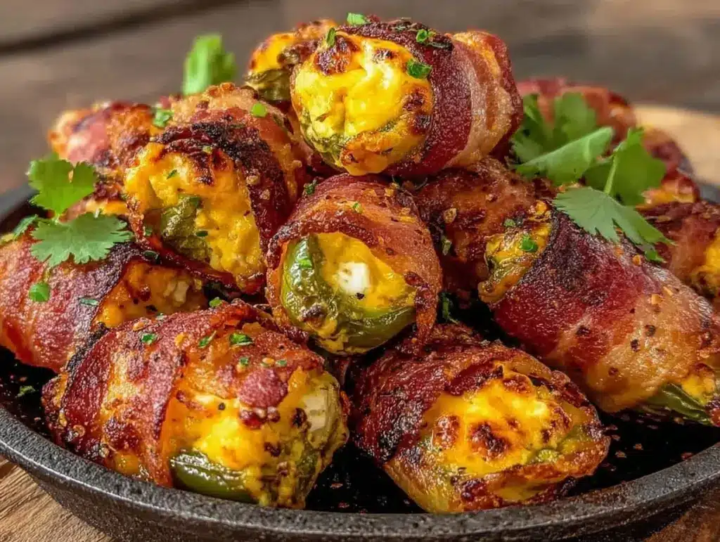 crispy air fryer bacon jalapeno poppers - featured image