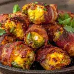 crispy air fryer bacon jalapeno poppers - featured image