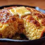 crispy honey butter cast iron cornbread - featured image