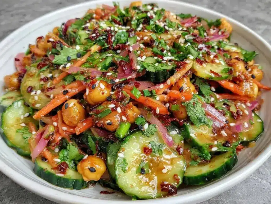 Crispy Roasted Chickpea Cucumber Salad - featured image