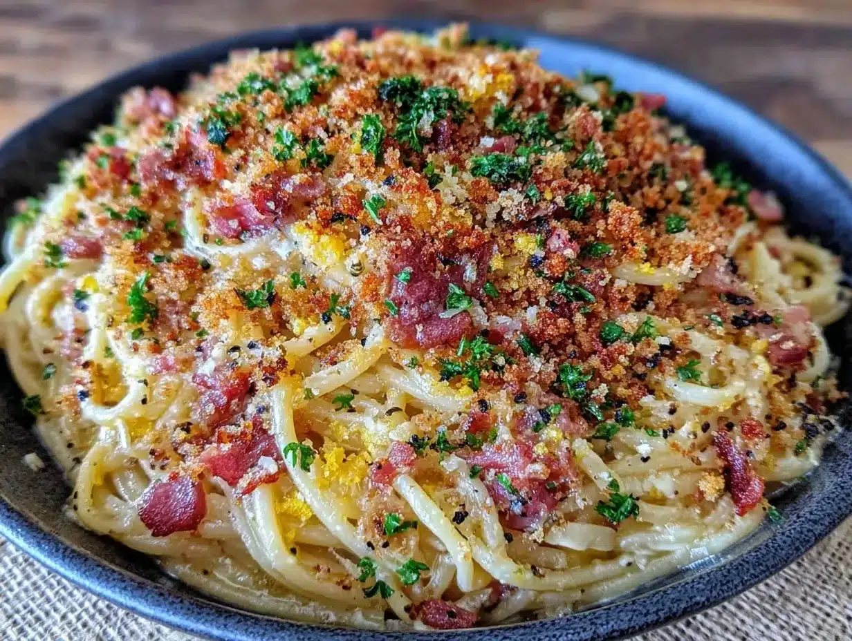 Easy Pasta Aglio e Olio with Toasted Breadcrumbs 4 Easy Pasta Aglio e Olio with Toasted Breadcrumbs preparation steps