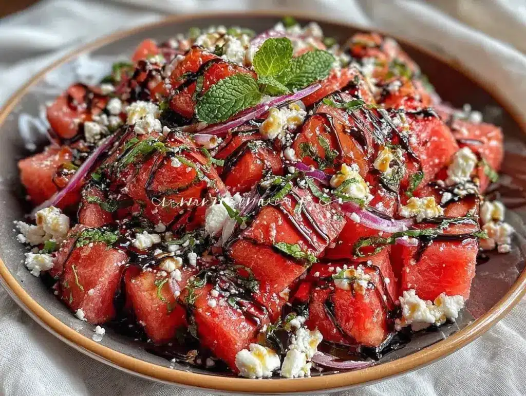 easy watermelon feta salad - featured image
