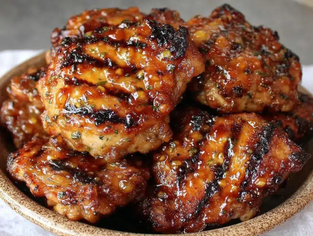 honey bourbon chicken thighs - featured image
