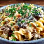 one pot ground beef stroganoff - featured image