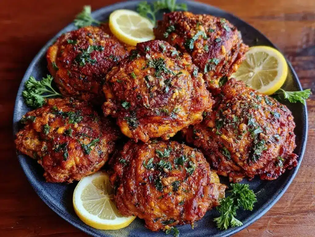 small batch air fryer chicken thighs - featured image