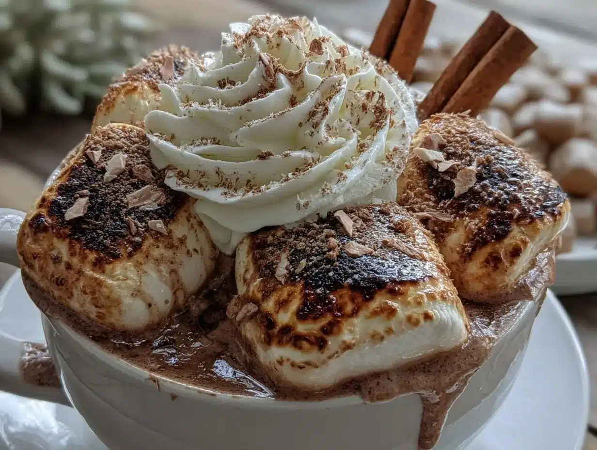 Toasted Marshmallow Hot Chocolate with Cinnamon Whipped Cream 4 toasted marshmallow hot chocolate preparation steps